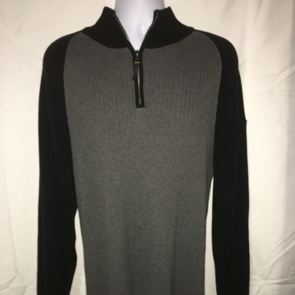 Nautica Men XL Gray Black 1/2 Zip Sweater❤️
